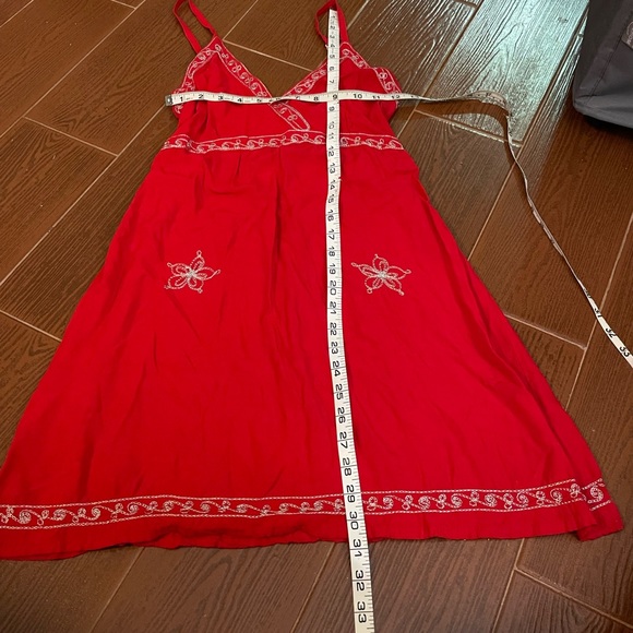 Unbranded red white embroidered slip dress elastic size small handmade Indonesia - Picture 5 of 14